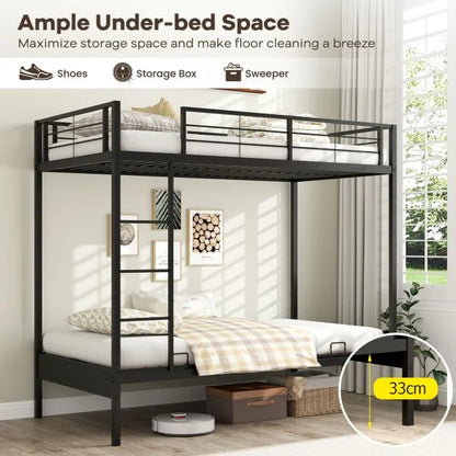 Single Over Futon Bunk Bed with Ladder and Safety Guardrails