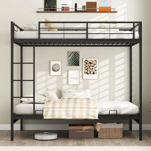 Single Over Futon Bunk Bed with Ladder and Safety Guardrails