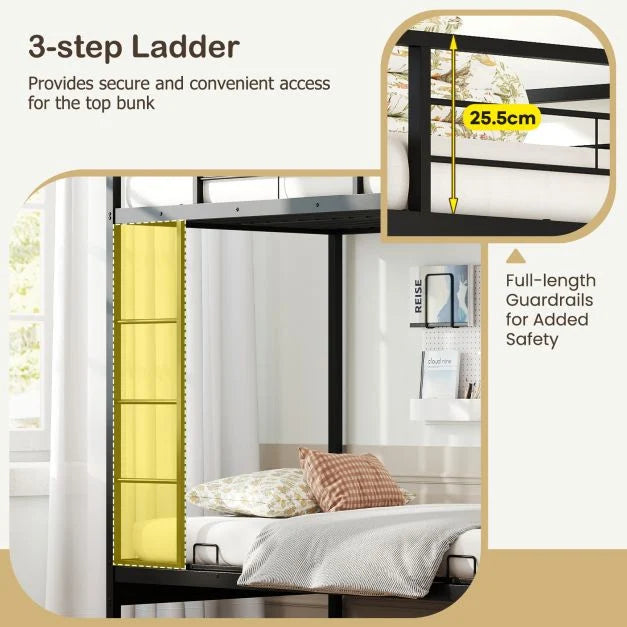 Single Over Futon Bunk Bed with Ladder and Safety Guardrails