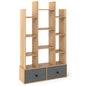 7/12-Tier Wooden Bookshelf with Folding Drawer for Study Living Room