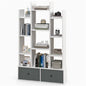 7/12-Tier Wooden Bookshelf with Folding Drawer for Study Living Room