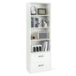 188cm Tall Bookcase, 6-Tier Wooden Bookshelf Storage Cabinet with 4 Open Shelves and 2 Drawers