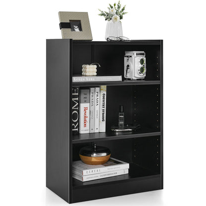 3-Tier Cube Bookcase, Wooden Storage Bookshelf Open Shelving Unit with Adjustable Shelves and Anti-Toppling Device