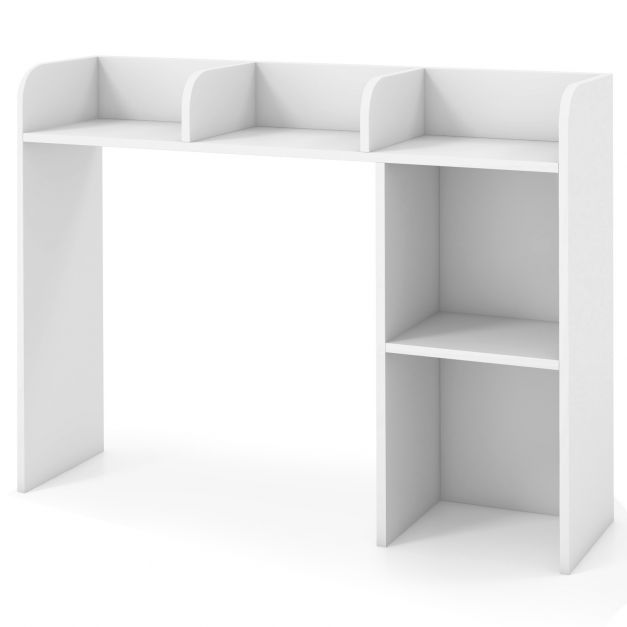 Wooden Desk Bookshelf with 4 Shelves and Open Back Compartment