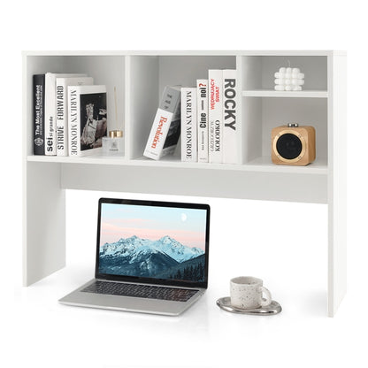 Computer Desktop Bookcase with 4 Cubbies and Open Back Compartment