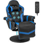 Height Adjustable Swivel Racing Video Massage Gaming Chair with Retractable Footrest