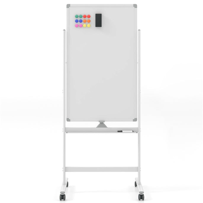 Reversible Rolling White Board with Black Markers and Board Eraser