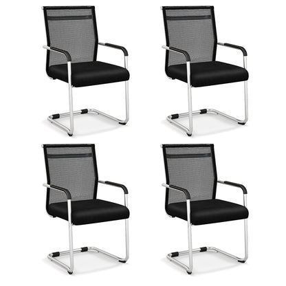 Set of 2 Executive Office Guest Chairs with Metal Sled Base