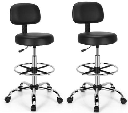 Ergonomic Drafting Chair, Height Adjustable Stool Swivel Office Chair with Backrest and Adjustable Footrest