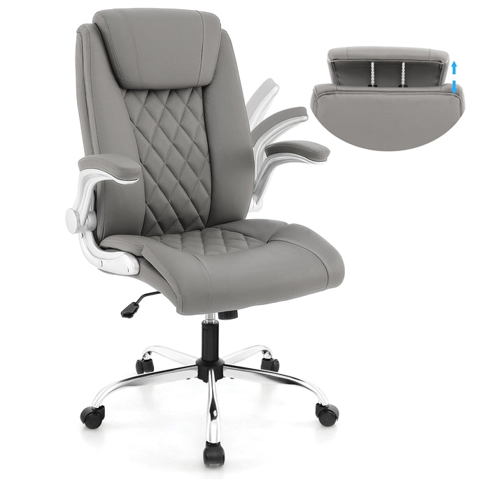 PU Leather Office Chair, Height Adjustable Executive Chair with Rocking Function