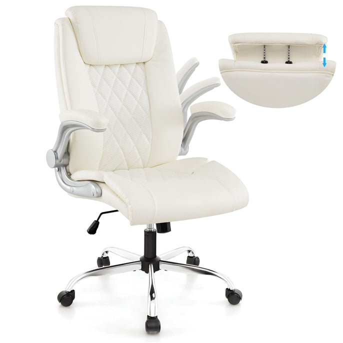 PU Leather Office Chair, Height Adjustable Executive Chair with Rocking Function