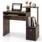 Space-saving Computer Desk with Open Shelf and Fabric Storage Drawer