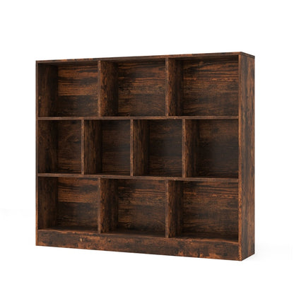 10-Cube Bookshelf Freestanding Storage Organizer with 2 Anti-Tipping Kits