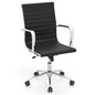 Ribbed Executive Office Chair Adjustable Swivel PU Leather Conference Chair