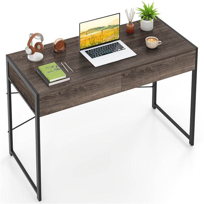 Computer Desk with 2 Drawers Vanity Table with Heavy-Duty Metal Frame