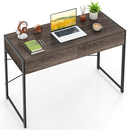 Computer Desk with 2 Drawers Vanity Table with Heavy-Duty Metal Frame