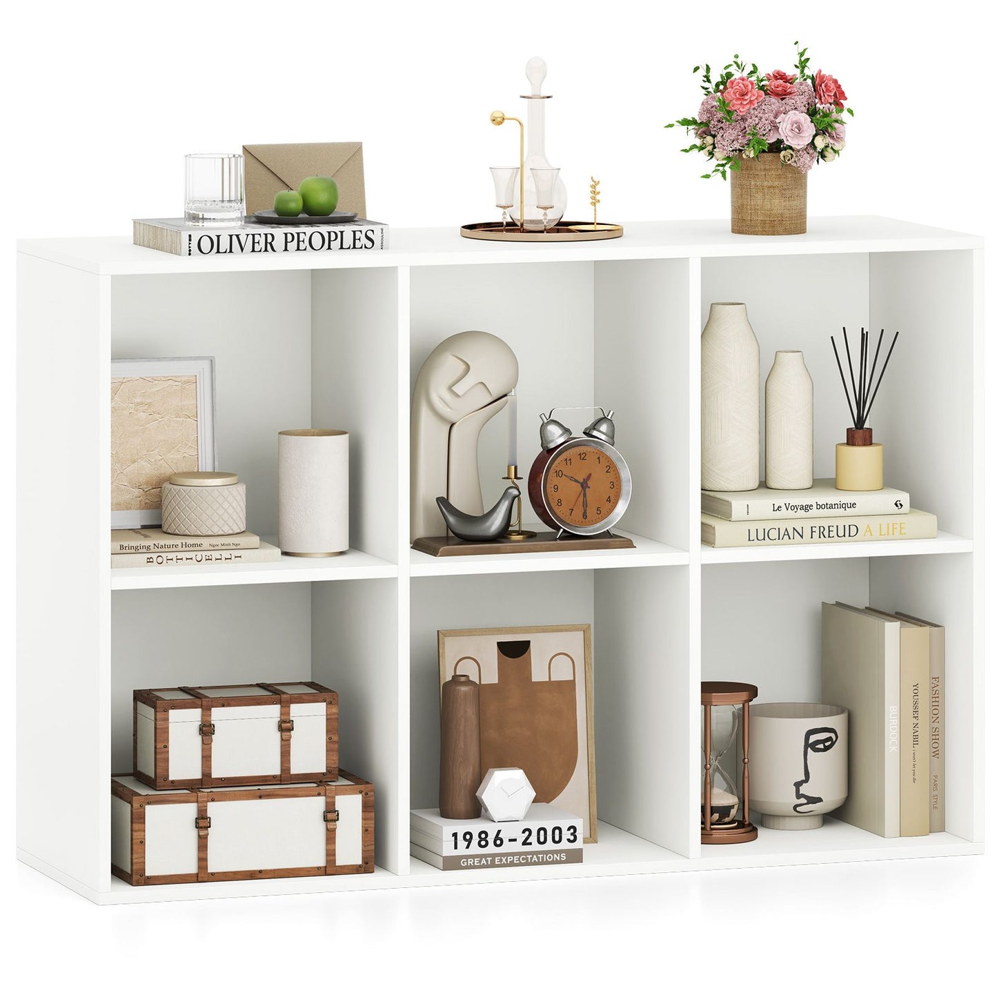 6-Cube Bookcase 3-Tier Storage Organizer with Anti-Tipping Kits for Living Room Study