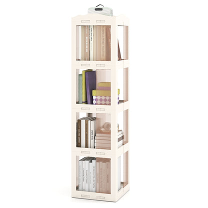 4/5/6-Tier Foldable Rotating Bookshelf, 360° Spinning Bookcase Tower with Swivel Base