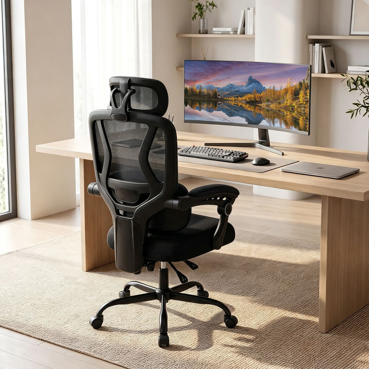 Ergonomic Office Computer Mesh Chair with High Back and Adaptive Lumbar Support