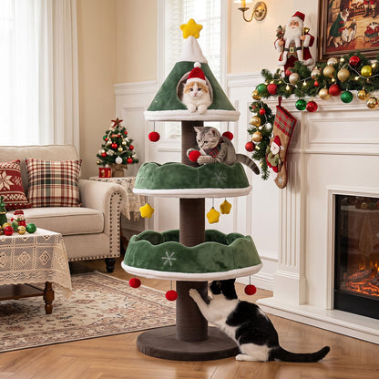 Cat Christmas Tree with Cozy Condo and Scratching Posts