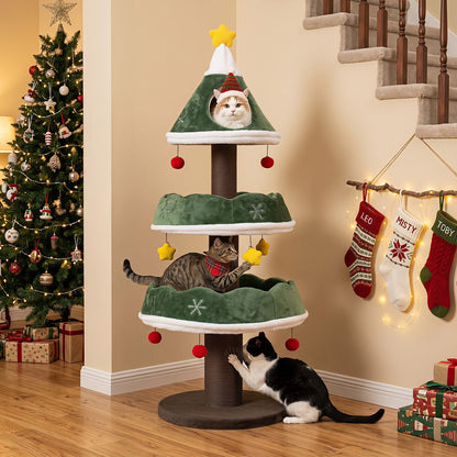 Cat Christmas Tree with Cozy Condo and Scratching Posts