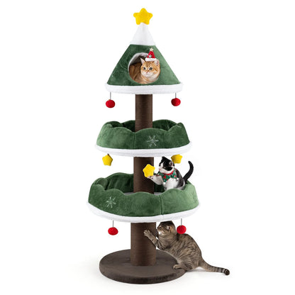 Cat Christmas Tree with Cozy Condo and Scratching Posts