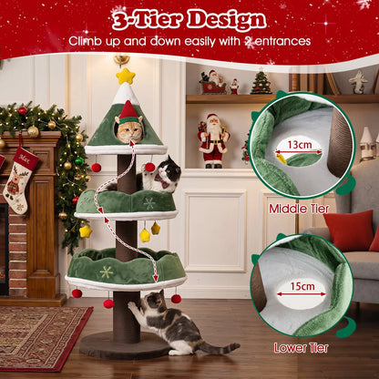 Cat Christmas Tree with Cozy Condo and Scratching Posts