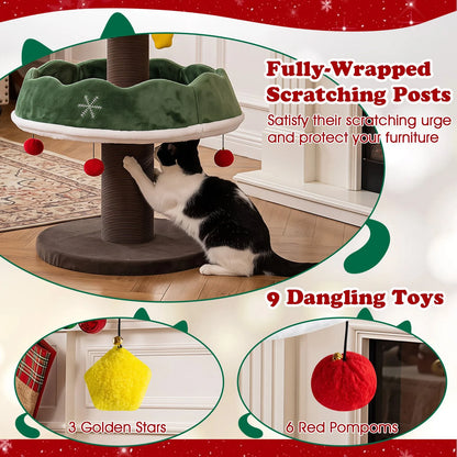 Cat Christmas Tree with Cozy Condo and Scratching Posts