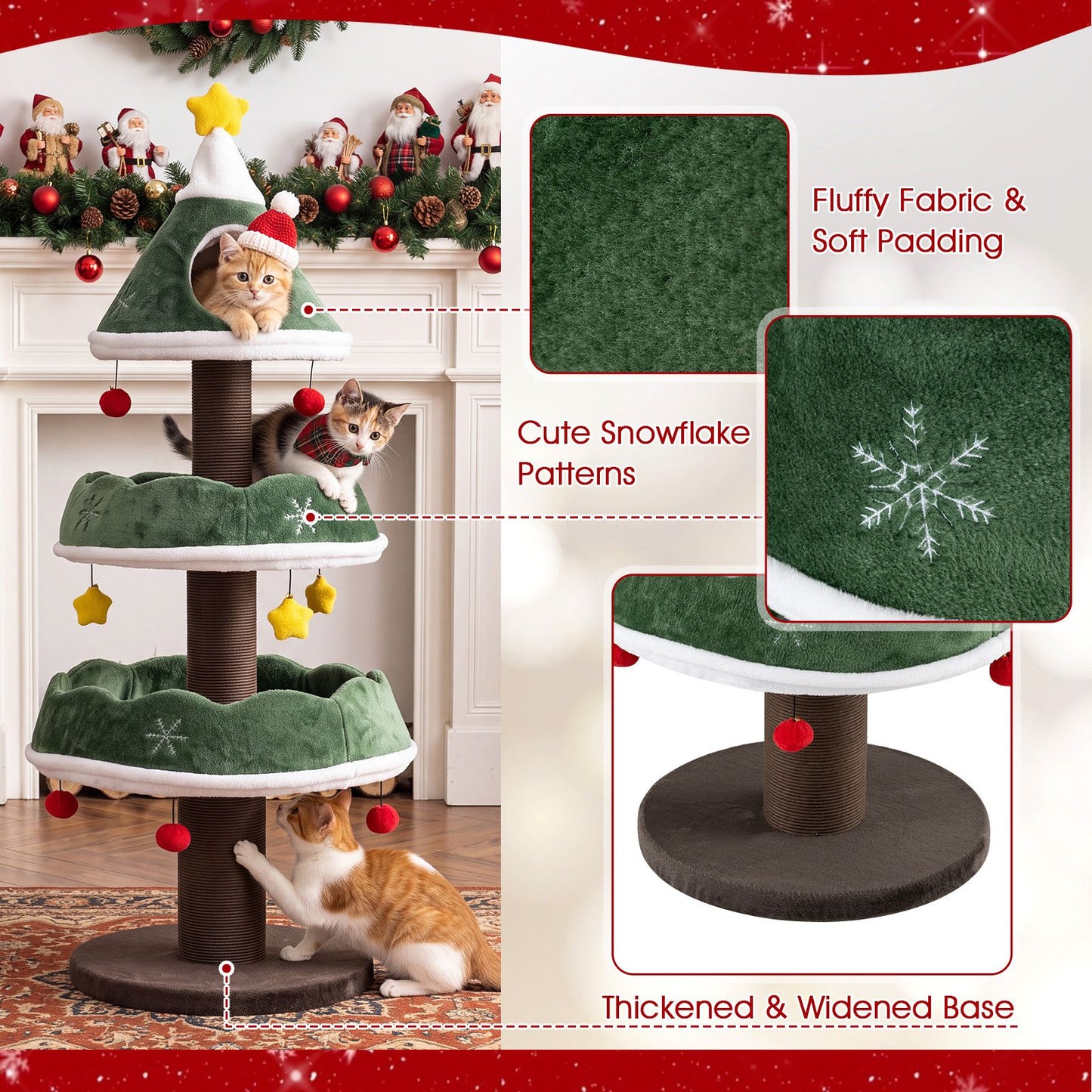 Cat Christmas Tree with Cozy Condo and Scratching Posts