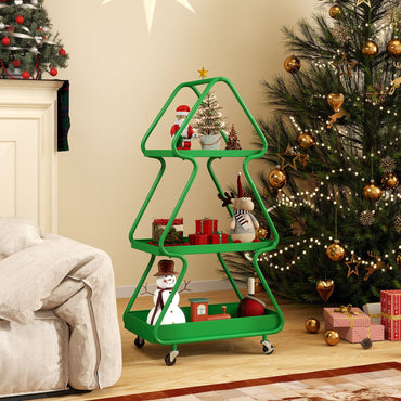Christmas Tree Storage Cart 3-Tier Rolling Xmas Cart with Topper Star