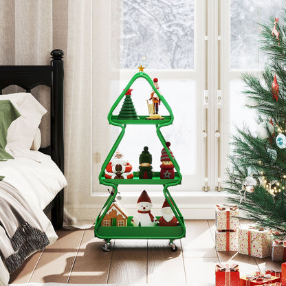 Christmas Tree Storage Cart 3-Tier Rolling Xmas Cart with Topper Star