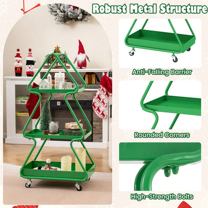 Christmas Tree Storage Cart 3-Tier Rolling Xmas Cart with Topper Star