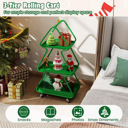 Christmas Tree Storage Cart 3-Tier Rolling Xmas Cart with Topper Star