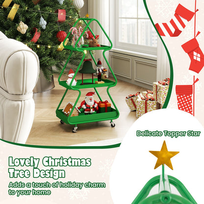 Christmas Tree Storage Cart 3-Tier Rolling Xmas Cart with Topper Star