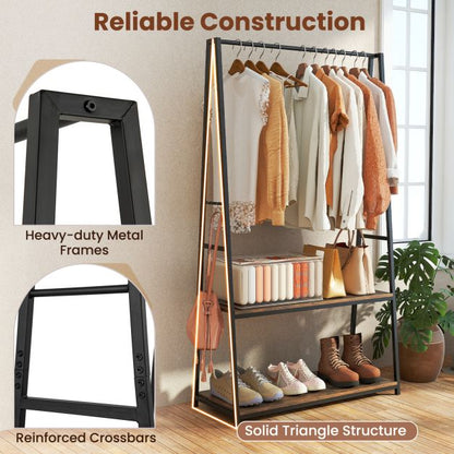 Clothes Rack with 2 Shelves for Laundry Room Bed Room