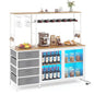 Buffet Sideboard with RGB LED Lights & Power Outlets, Wooden Storage Cabinet