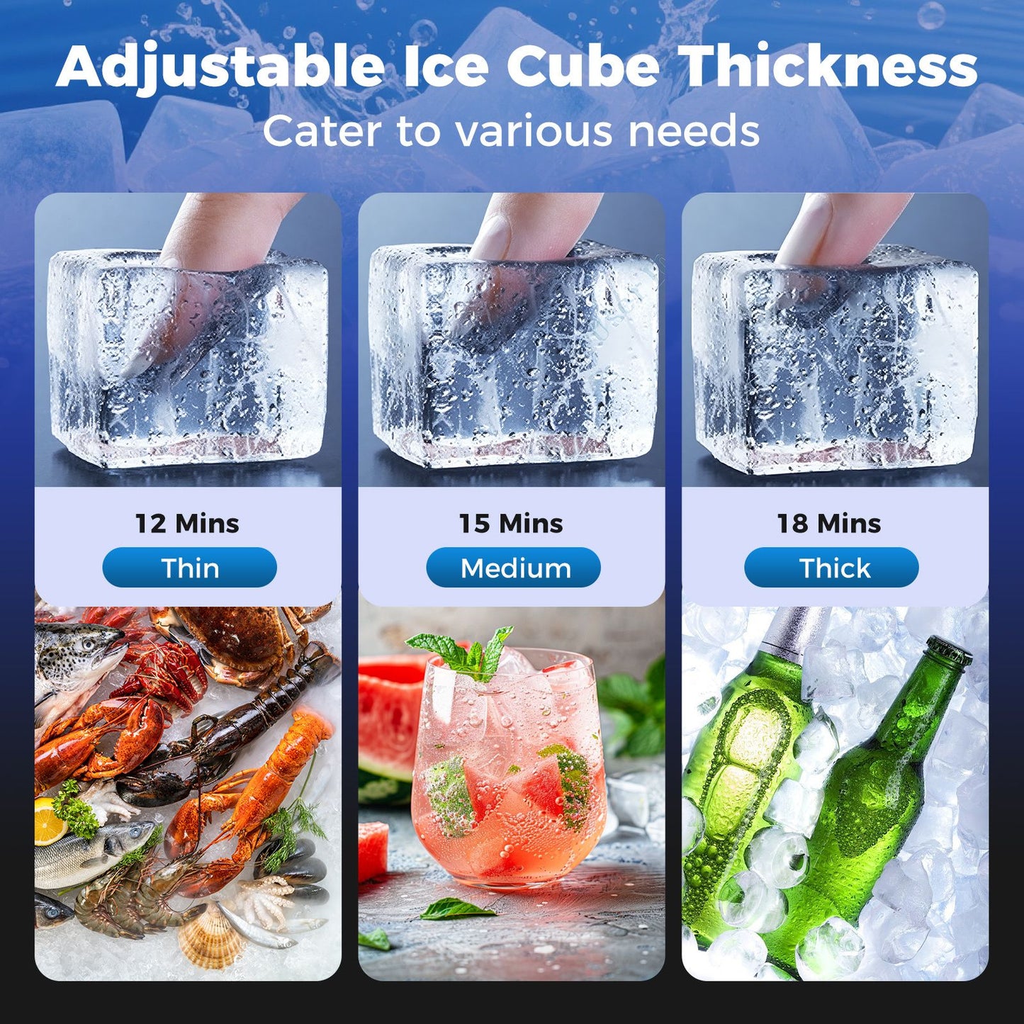 Commercial Ice Maker 50KG/24H with 11KG Storage and Self-cleaning for Home Bar