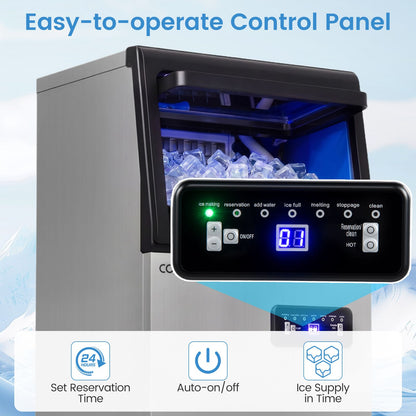 Commercial Ice Maker 50kg/24H with 11kg Storage and Filter Self-Cleaning