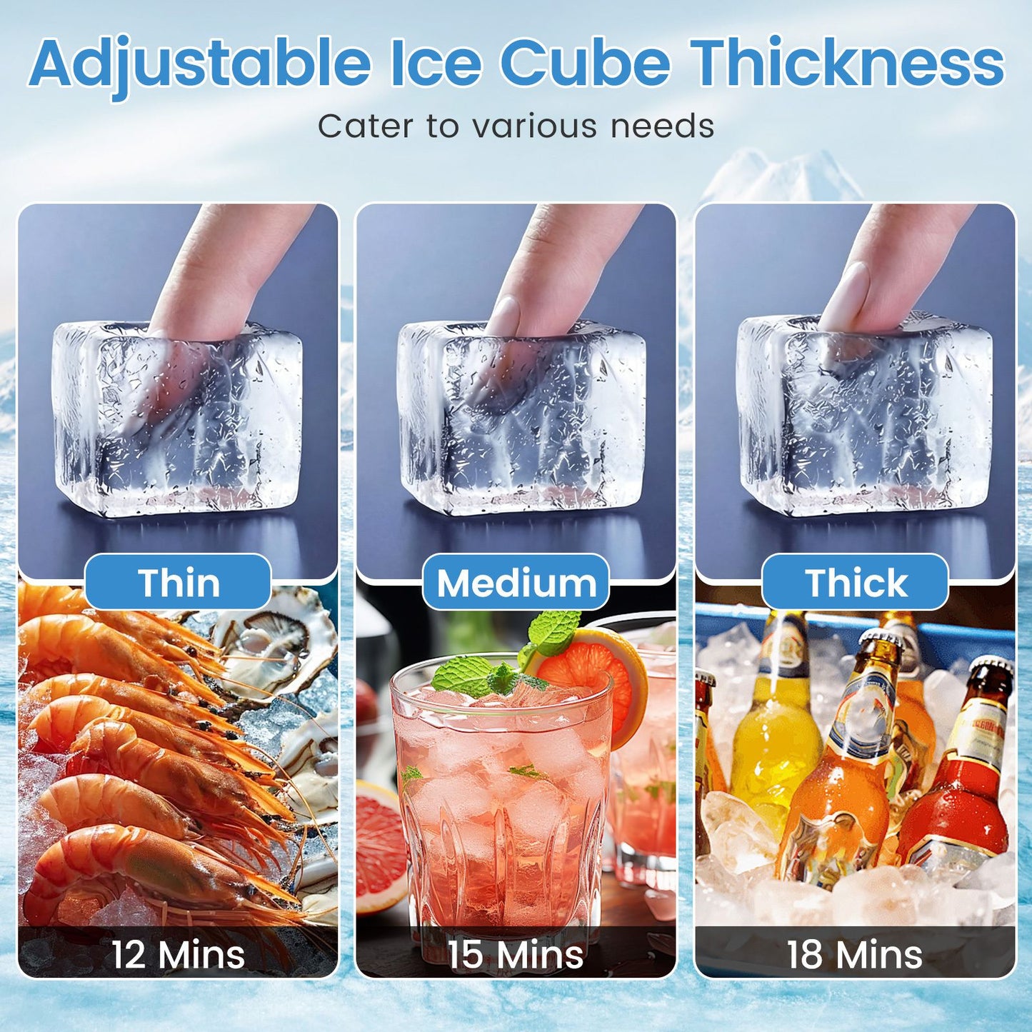 Commercial Ice Maker 50kg/24H with 11kg Storage and Filter Self-Cleaning