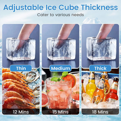 Commercial Ice Maker 50kg/24H with 11kg Storage and Filter Self-Cleaning
