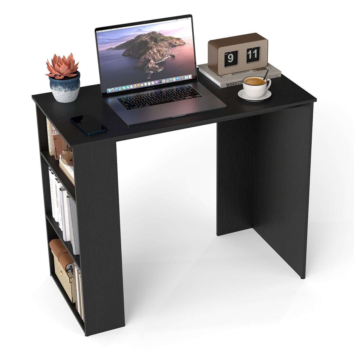 Computer Desk with Bookshelf for Study Living Room
