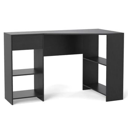 L-Shaped Computer Desk with Storage and Open Shelves for Living Room Bedroom