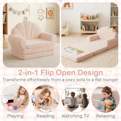 Convertible Kids Sofa 2-in-1 Fold out Toddler Couch Chair to Lounger Bed