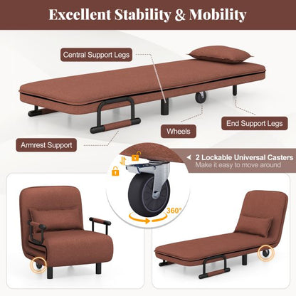 3-in-1 Convertible Sofa Bed with 5-Position Adjustable Backrest