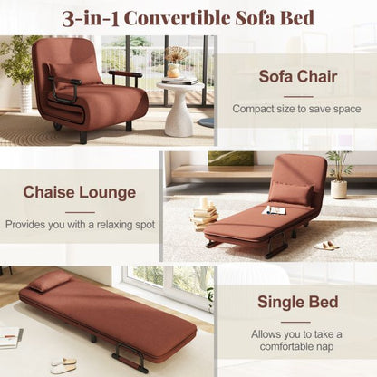 3-in-1 Convertible Sofa Bed with 5-Position Adjustable Backrest