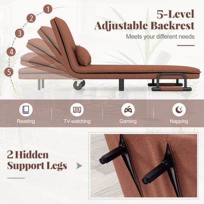 3-in-1 Convertible Sofa Bed with 5-Position Adjustable Backrest