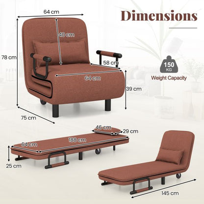 3-in-1 Convertible Sofa Bed with 5-Position Adjustable Backrest