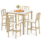 Counter Height Dining Table Set for 4 Kitchen Bar Table and Chairs Set with Faux Marble Surface