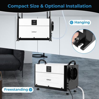 50/70L/Day Crawl Space Dehumidifier with 3 Modes and 24H Timer