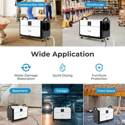 50/70L/Day Crawl Space Dehumidifier with 3 Modes and 24H Timer